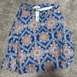 Renee C. Blue and Orange Patterned Skirt